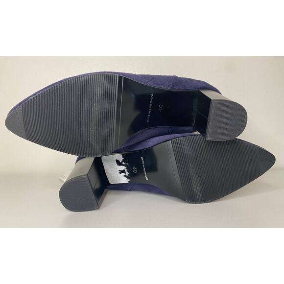 NWT ANTONIO DE FARIA BOOTS 9 SUEDE LEATHER BLUE DEBORA ANKLE BOOTIES BLACK HEEL - Picture 11 of 13